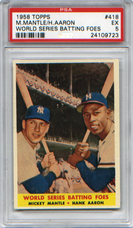 1958 Topps #418 World Series Batting Foes/Mickey Mantle/Hank Aaron PSA 5 product photo